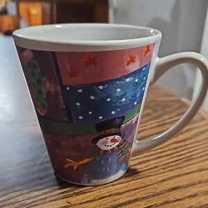 TEST RITE INTERNATIONAL 90s Festive Snowman & Santa Ceramic Mug-12 ounces